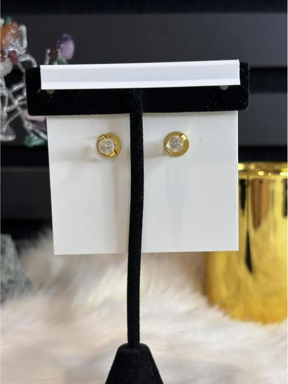 Tory Burch Gold Tone and Pink Crystal Heart Drop Earrings